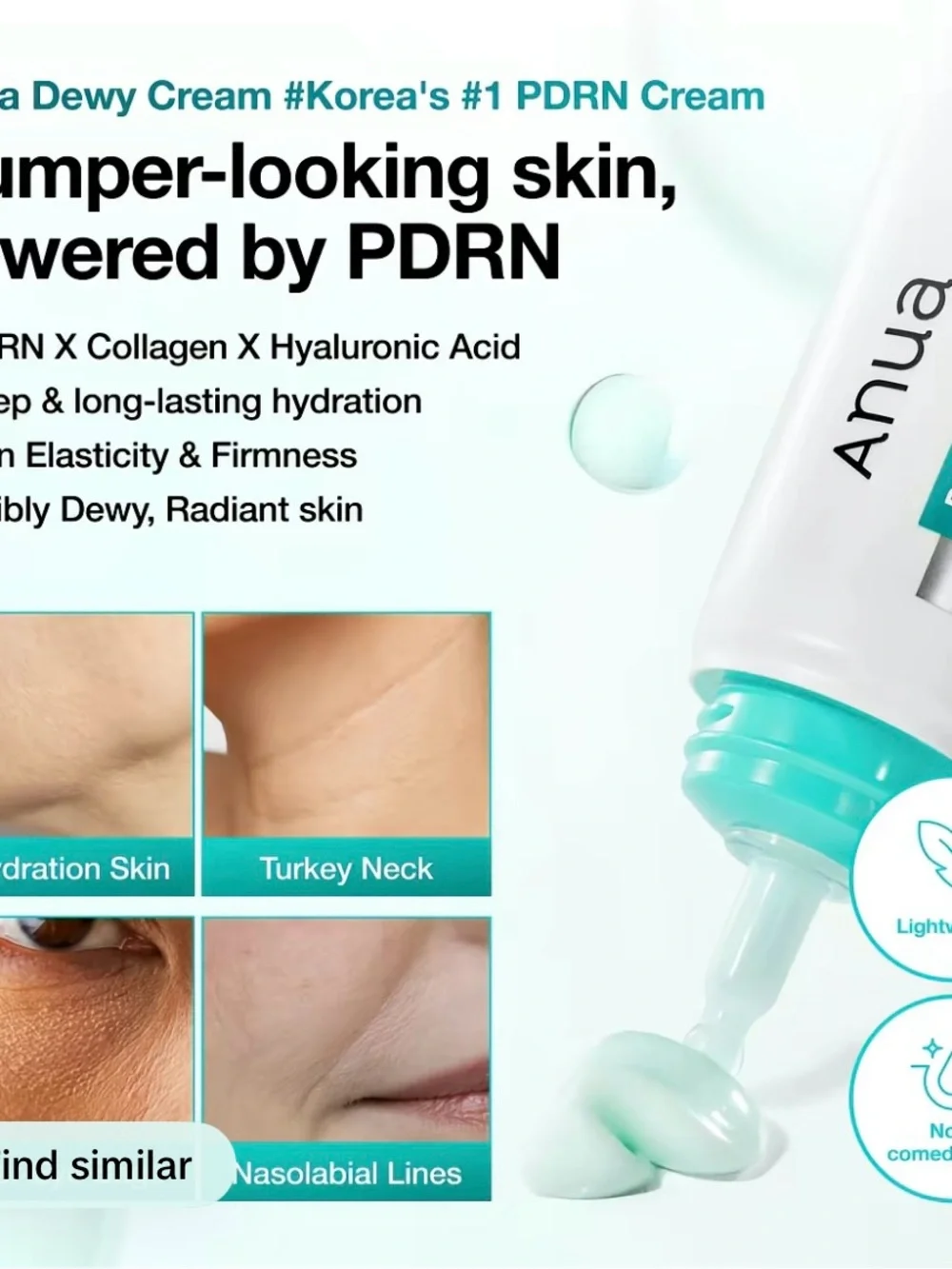 Anua 100+ PDRN + Hyaluron Moisturizing Cream — White/Bronze